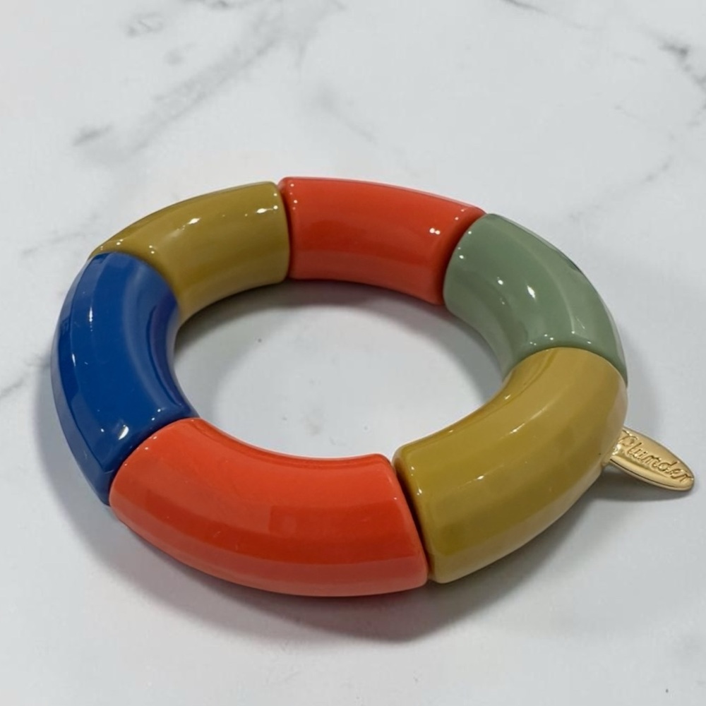 Color Block Stretch Bracelet Chunky Resin Bracelet Bold Statement Jewelry